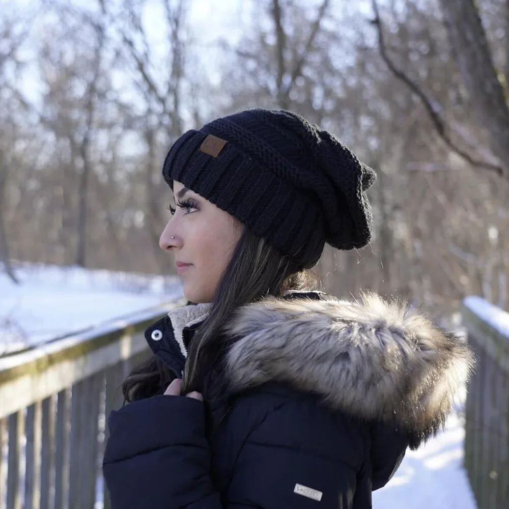Trendy Warm Chunky Cable Knit Slouchy Beanie - Picture 8 of 9